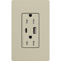 Lutron Claro 15A Tamper-Resistant USB Type A and C Duplex Receptacle - Clay