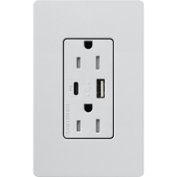 Lutron Claro 15A Tamper-Resistant USB Type A and C Duplex Receptacle - Mist