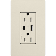 Lutron Claro 15A Tamper-Resistant USB Type A and C Duplex Receptacle - Pumice