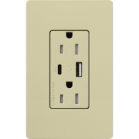 Lutron Claro 15A Tamper-Resistant USB Type A and C Duplex Receptacle - Sage