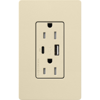 Lutron Claro 15A Tamper-Resistant USB Type A and C Duplex Receptacle - Sand