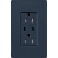 Lutron Claro 15A Tamper-Resistant USB Type C Duplex Receptacle - Deep Sea