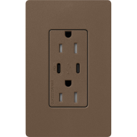 Lutron Claro 15A Tamper-Resistant USB Type C Duplex Receptacle - Espresso