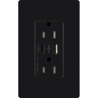 Lutron Claro 15A Tamper-Resistant USB Type A and C Duplex Receptacle - Black