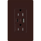 Lutron Claro 15A Tamper-Resistant USB Type A and C Duplex Receptacle - Brown