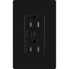Lutron Claro 15A Tamper-Resistant USB Type C Duplex Receptacle - Black