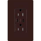 Lutron Claro 15A Tamper-Resistant USB Type C Duplex Receptacle - Brown