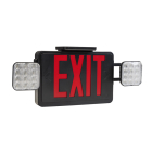 Keystone LED Exit Emergency Combo - Remote Capable - Single or Double Face - Red or Green Letters - 120-277V - Battery Backup - Black
