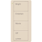 Lutron 4-Button Pico Smart Remote - Scene Keypad - Family Room Text Engraving - Light Almond