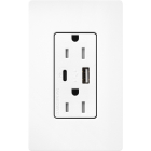 Lutron Claro 15A Tamper-Resistant USB Type A and C Duplex Receptacle - Brilliant White
