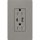 Lutron Claro 15A Tamper-Resistant USB Type A and C Duplex Receptacle - Cobblestone