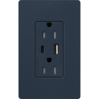Lutron Claro 15A Tamper-Resistant USB Type A and C Duplex Receptacle - Deep Sea