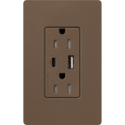 Lutron Claro 15A Tamper-Resistant USB Type A and C Duplex Receptacle - Espresso
