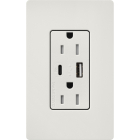 Lutron Claro 15A Tamper-Resistant USB Type A and C Duplex Receptacle - Lunar Gray