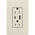 Lutron Claro 15A Tamper-Resistant USB Type A and C Duplex Receptacle - Pumice