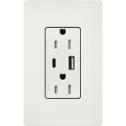 Lutron Claro 15A Tamper-Resistant USB Type A and C Duplex Receptacle - Architectural White