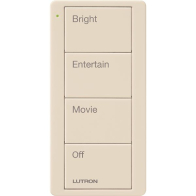 Lutron 4-Button Pico Smart Remote - Scene Keypad - Family Room Text Engraving - Light Almond
