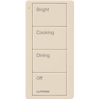 Lutron 4-Button Pico Smart Remote - Scene Keypad - Kitchen Text Engraving - Light Almond