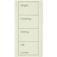 Lutron 4-Button Pico Smart Remote - Scene Keypad - Kitchen Text Engraving - Biscuit