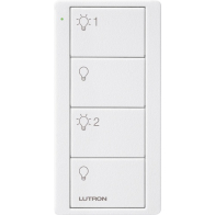Lutron 4-Button Pico Smart Remote - 2 Group Control - Light Icons - Snow