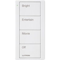 Lutron 4-Button Pico Smart Remote - Scene Keypad - Family Room Text Engraving - Snow