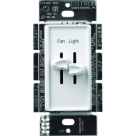 Lutron Skylark Dual Slide-to-Off Fan and Light Control - White