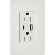 Lutron Claro 15A Tamper-Resistant USB Type A and C Duplex Receptacle - Lunar Gray