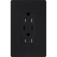 Lutron Claro 15A Tamper-Resistant USB Type C Duplex Receptacle - Midnight