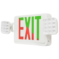 Westgate XTU LED Slim Exit Emergency Combo - Remote Capable - Red/Green Letters - White Trim - Battery Backup - 120-277V