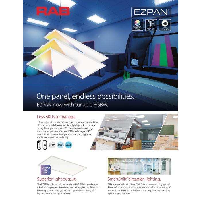 RAB EZP2X2/RGB EZPAN 2X2 LED Flat Panel - 4,758 Lumens - 40W