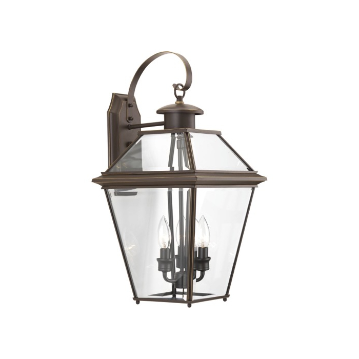 Burlington Three-Light Bronze Outdoor Wall Lantern