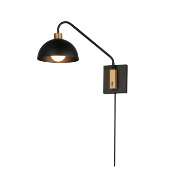 Maxim Lighting Thelonious 1-Light Swing Arm Wall Sconce - 120V - Black / Natural Aged Brass