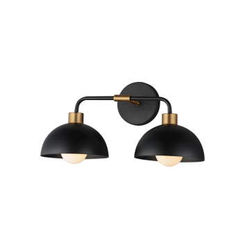 Maxim Lighting Thelonious 2-Light Wall Sconce - 120V - Black / Natural Aged Brass