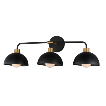 Maxim Lighting Thelonious 3-Light Bath Vanity Light - 120V - Black / Natural Aged Brass