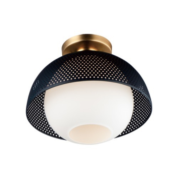Maxim Lighting Perf 14" 1-Light Flush Mount - 120V - Black / Satin Brass