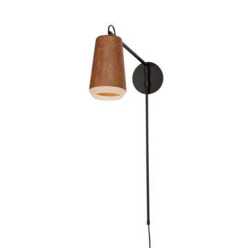 Maxim Lighting Scout 1-Light Swing Arm Wall Sconce - 120V - Weathered Wood / Tan Leather