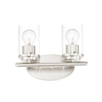 Maxim Lighting Corona 2-Light Vanity Light - Clear Glass Shade - 120V - Satin Nickel