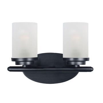 Maxim Lighting Corona 2-Light Vanity Light - Frosted Glass Shade - 120V - Black