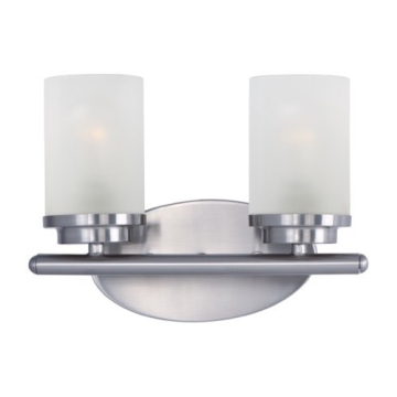 Maxim Lighting Corona 2-Light Vanity Light - Frosted Glass Shade - 120V - Satin Nickel