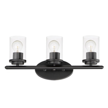 Maxim Lighting Corona 3-Light Vanity Light - Clear Glass Shade - 120V - Black