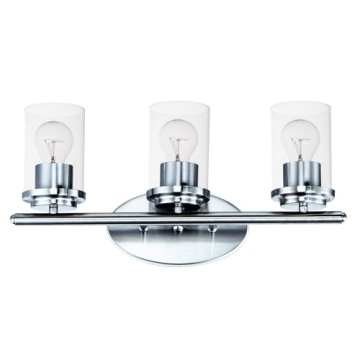 Maxim Lighting Corona 3-Light Vanity Light - Clear Glass Shade - 120V - Polished Chrome