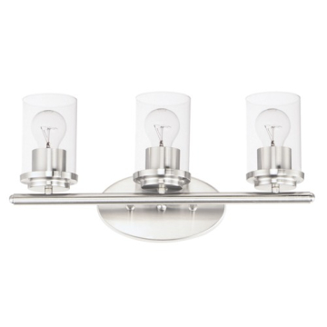 Maxim Lighting Corona 3-Light Vanity Light - Clear Glass Shade - 120V - Satin Nickel