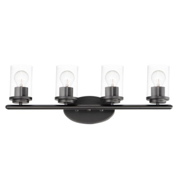 Maxim Lighting Corona 4-Light Vanity Light - Clear Glass Shade - 120V - Black