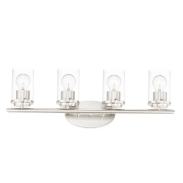 Maxim Lighting Corona 4-Light Vanity Light - Clear Glass Shade - 120V - Satin Nickel