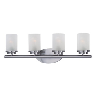 Maxim Lighting Corona 4-Light Vanity Light - Frosted Glass Shade - 120V - Satin Nickel