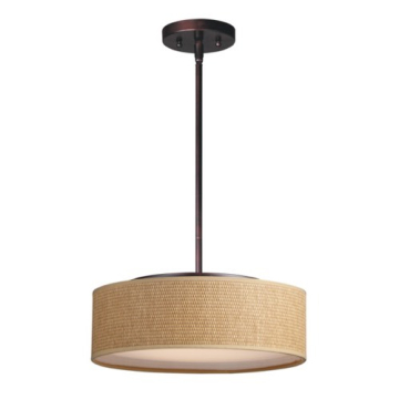Maxim Lighting Prime 16" LED Pendant - 3000K - 120V - Grass Cloth / Oil Rubbed Bronze