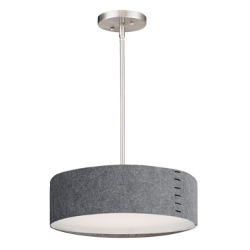 Maxim Lighting Prime Acoustic 16" LED Pendant - 3000K - 120V - Gray / Satin Nickel