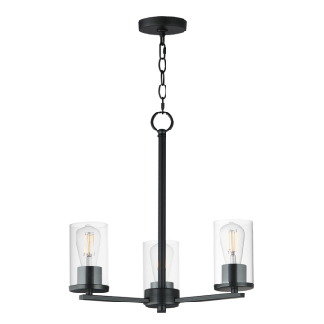 Maxim Lighting Lateral 3-Light Chandelier - 120V - Black - Clear Glass