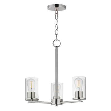 Maxim Lighting Lateral 3-Light Chandelier - 120V - Satin Nickel - Clear Glass