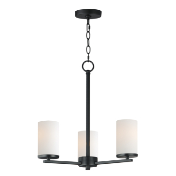 Maxim Lighting Lateral 3-Light Chandelier - 120V - Black - Satin White Glass